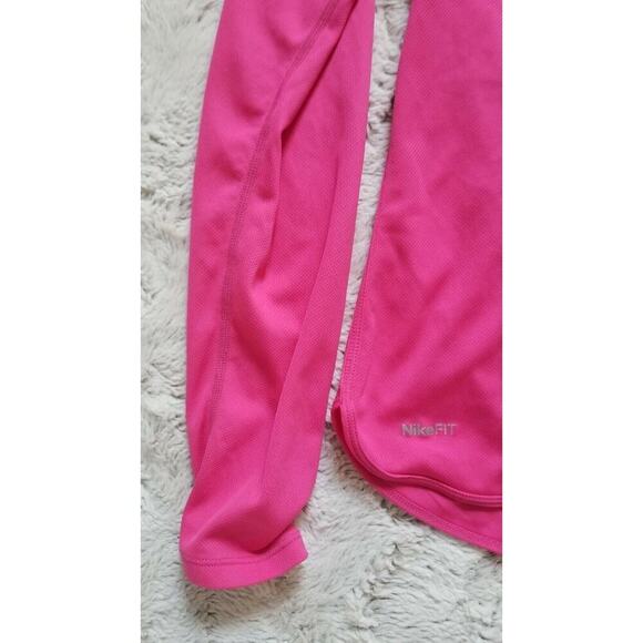 Nike Fit Dry Pink Long Sleeve White Mesh Exercise Top Crew Neck Size S - Picture 3 of 11
